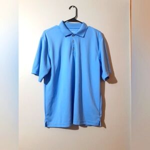 Tomny Bahama Men's Dri-Logic  Polo Shirt Blue Short Sleeve Button Size Medium